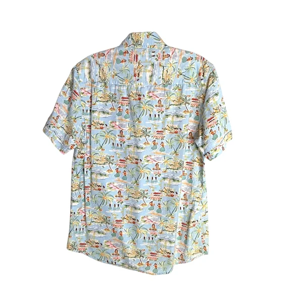 Tricots St Raphael -Light Blue Tropical Print Short-Sleeve Men's Shirt Small - Picture 4 of 6